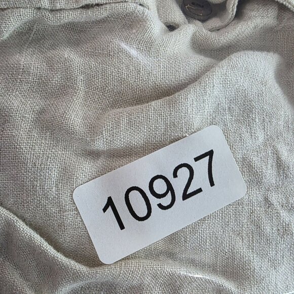 Womens JM Collection Beige Linen Blend Shirt Button Up Roll Tab Sleeve V Neck 8 - Picture 7 of 7